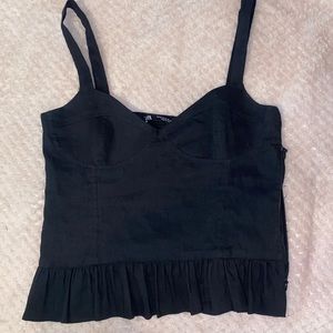 Zara black ruffled top